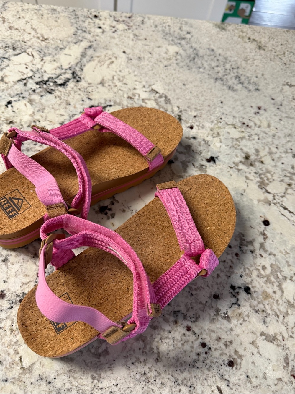 Reef Pink Strap Cork Footbed Sandals